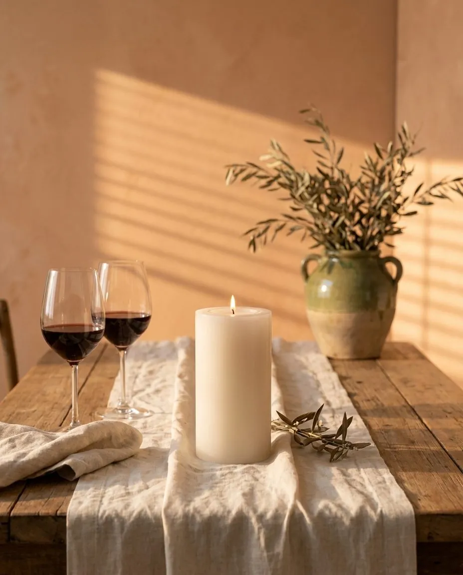 Lilianfeld candles styled on a dining table