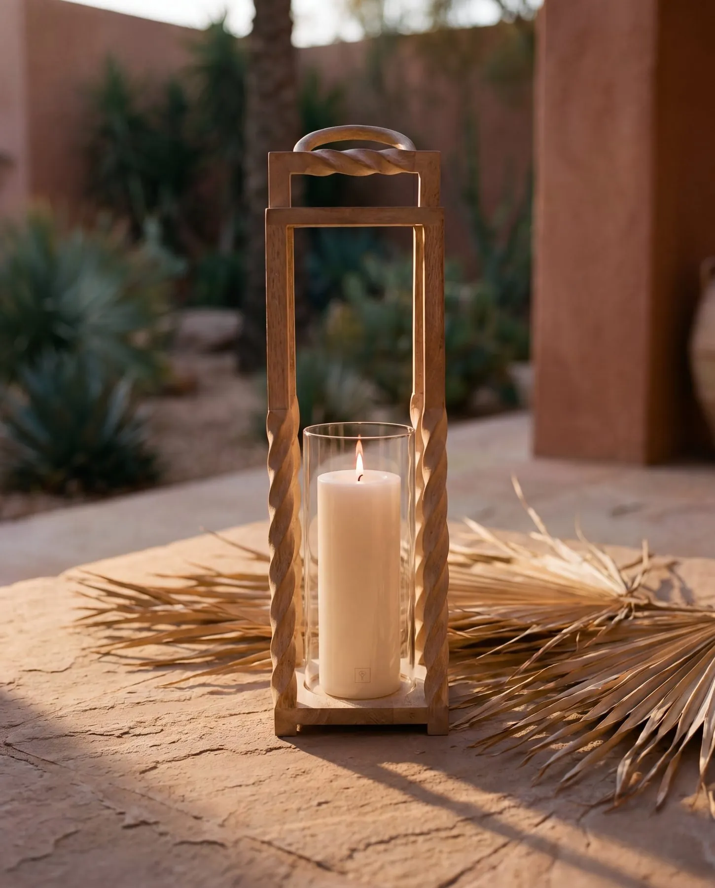Lilianfeld candle in outdoor wooden lantern